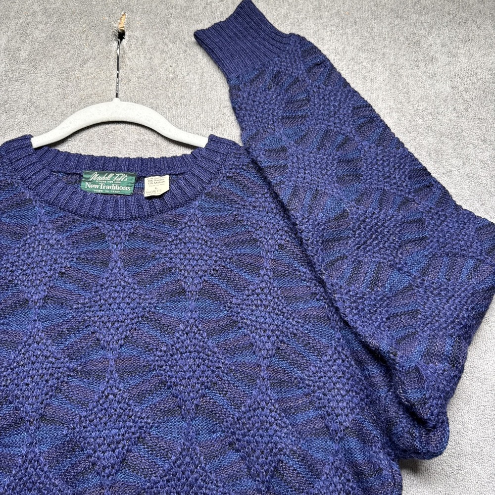 Marshall Field's New Traditions Men's Blue Mohair Blend Crewneck Sweater Large